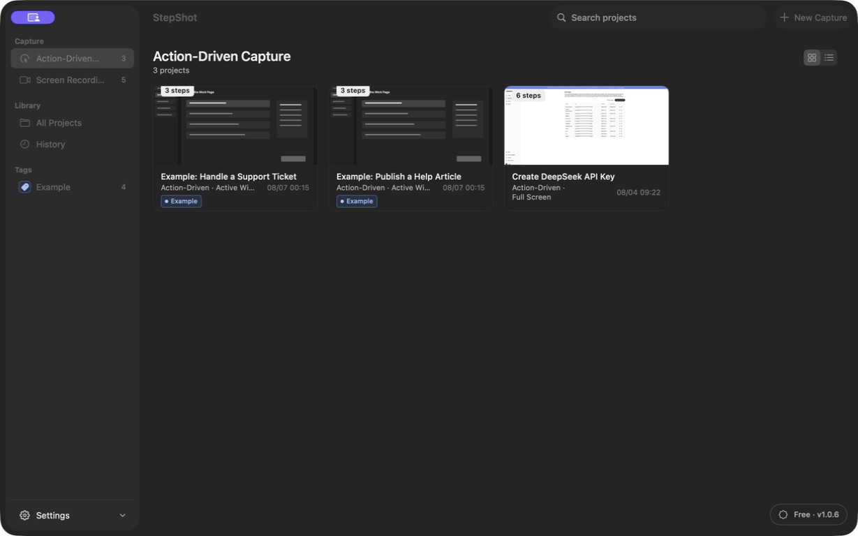 StepShot project library